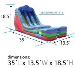 1820Rainbow20slide20dimensions 1747844854 18' Retro Rainbow Double Bay Inflatable Water Slide