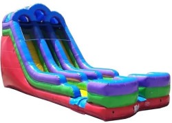 18' Retro Rainbow Double Bay Inflatable Water Slide